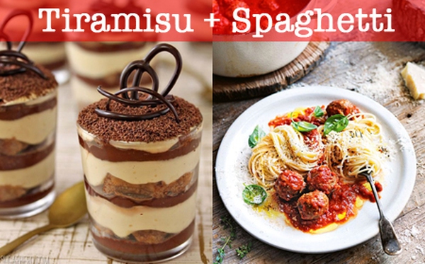 Ăn spaghetti - tiramisu cho thực đơn ngày lãng mạn